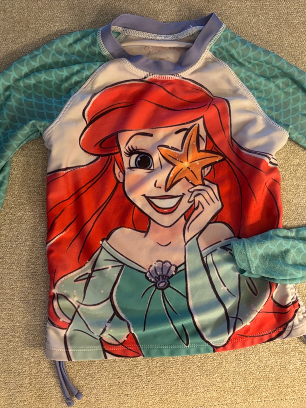 Disney Little Mermaid Rash Guard - Red, Aqua, Lavender